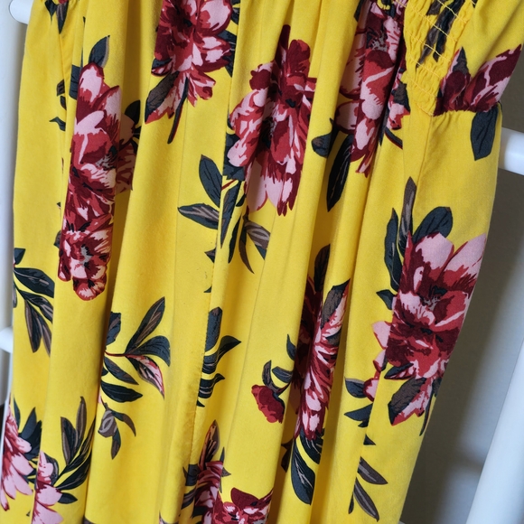 Pacific Vibes Floral Yellow Pink Hi-Lo Maxi Dress Size L Boho Feminine Beachy - Picture 8 of 13
